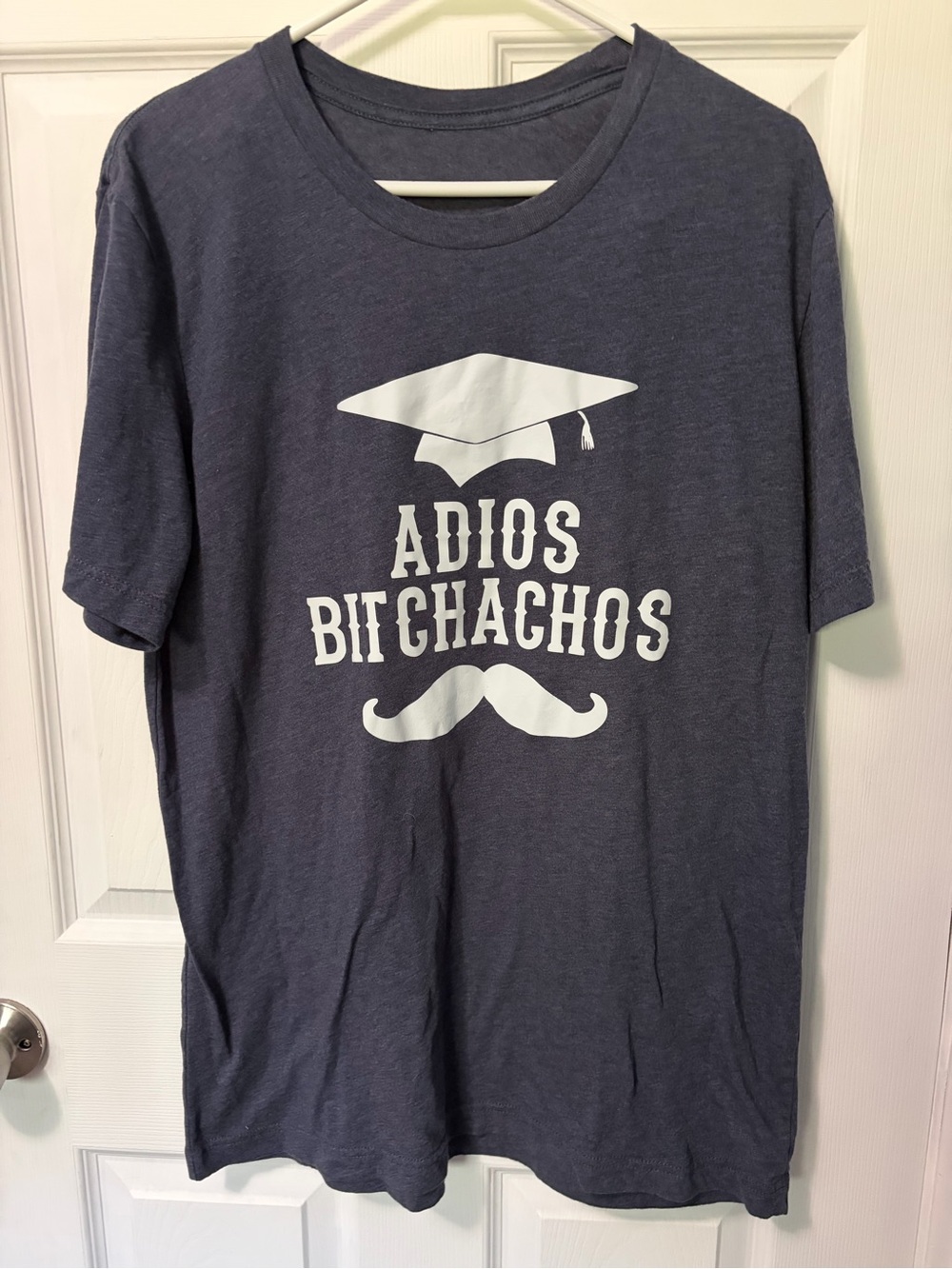 Adios Bitchachos Graphic Tee - Navy Blue adult shirt no size tag. Larger large